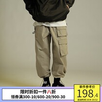 PSO Brand retro Hong Kong style loose Tide Brand pocket overalls mens functional tactical clothing nine points casual pants tide