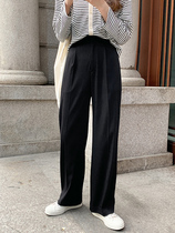 Suit wide leg pants womens autumn Korean retro high-waisted straight slim Joker casual pants loose draping trousers