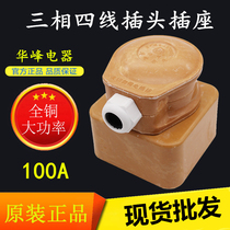 Meifeng Huafeng 100A three-phase four-wire core eye 440V industrial grandmother glass steel plug plug big current