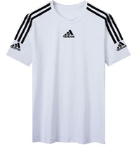 Three bars 2022 Summer new short sleeves T-shirts Mens round Tide Cards Pure Cotton Compassionate Tide 100 hitch to the bottom