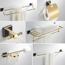 Square and round light extravagant black gold full copper wall-mounted bath towels towel rack wall hanging toilet toilet shelve
