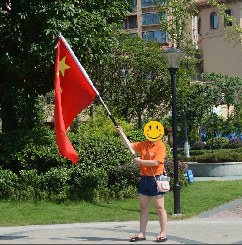 中国大号国旗红旗伸缩旗杆底座军运会装饰手摇旗手持小国旗手挥五