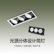 Led grille cylinder light concealed fashion house dress book room table living room cloakroom triple head pan light rectangular 21W hole light