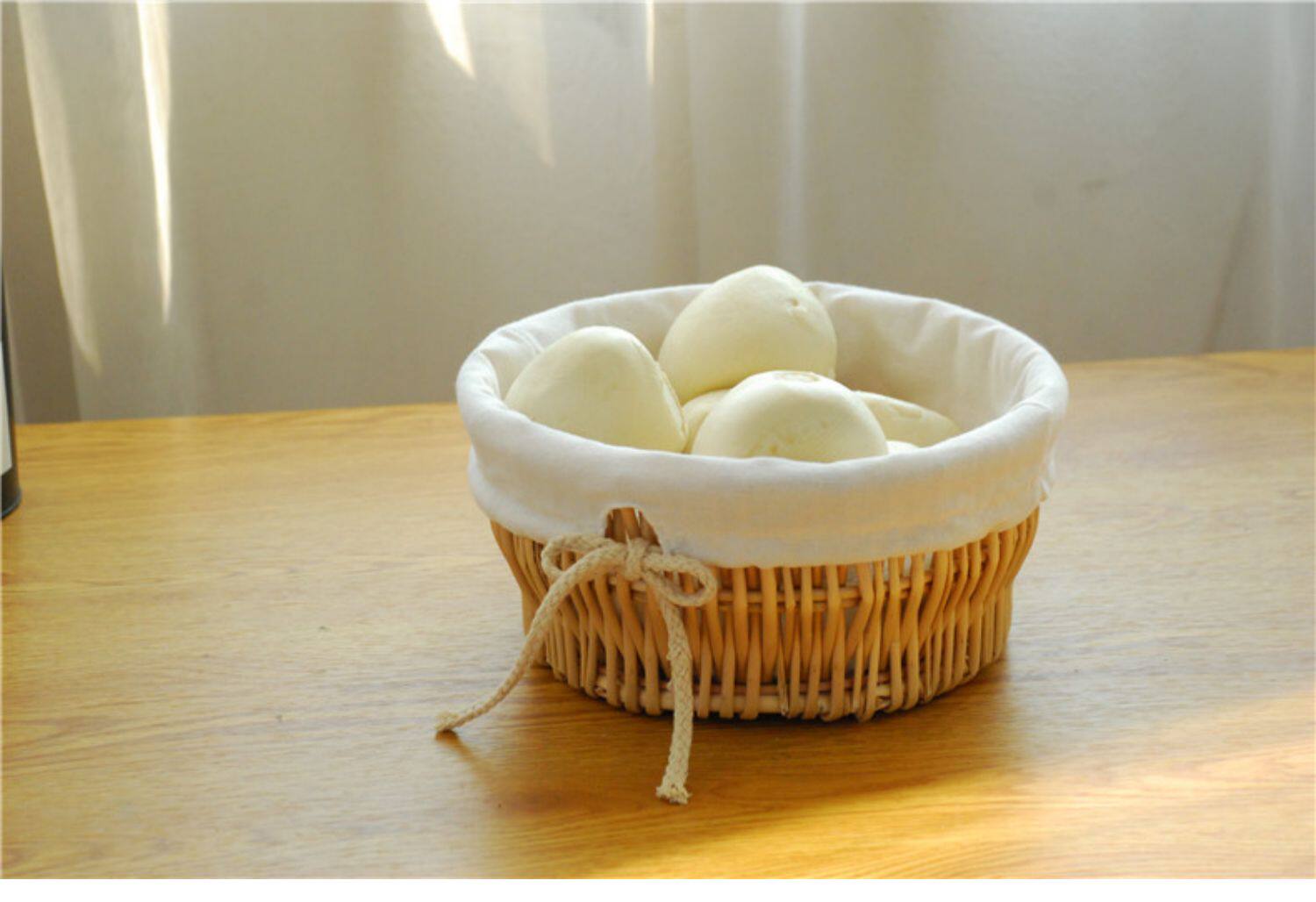 馒头筐藤编面包篮子柳编餐厅放馍筐子厨房水果干果食物收纳筐子