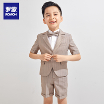 Romon childrens suit suit flower girl dress Korean boy suit boy piano performance costume two-piece summer