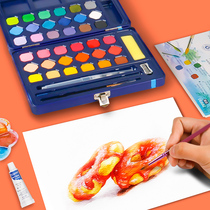 Giorgione solid watercolor paint 24 color 36 color 48 color powder set portable with iron box students for beginners art students with non-toxic children painting set painting supplies tools