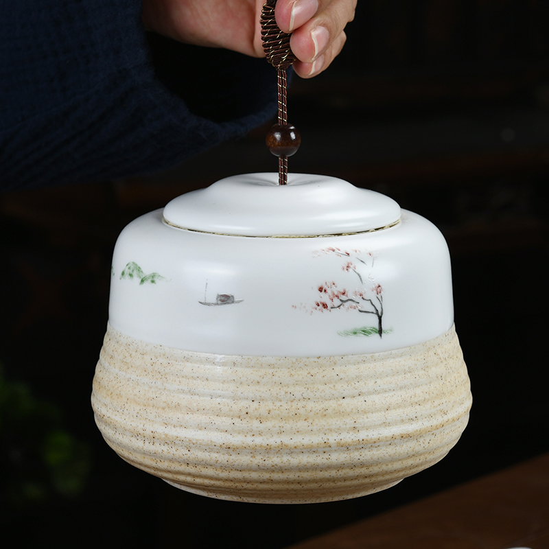 Hand - made scenery white porcelain tea pot small deposit ceramic POTS storage tanks seal pot receives a Japanese jar