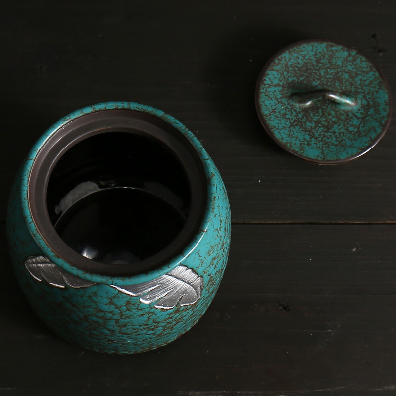 Tea pot ceramic seal storage POTS storage POTS puer Tea box of large household variable name plum flower Tea pot
