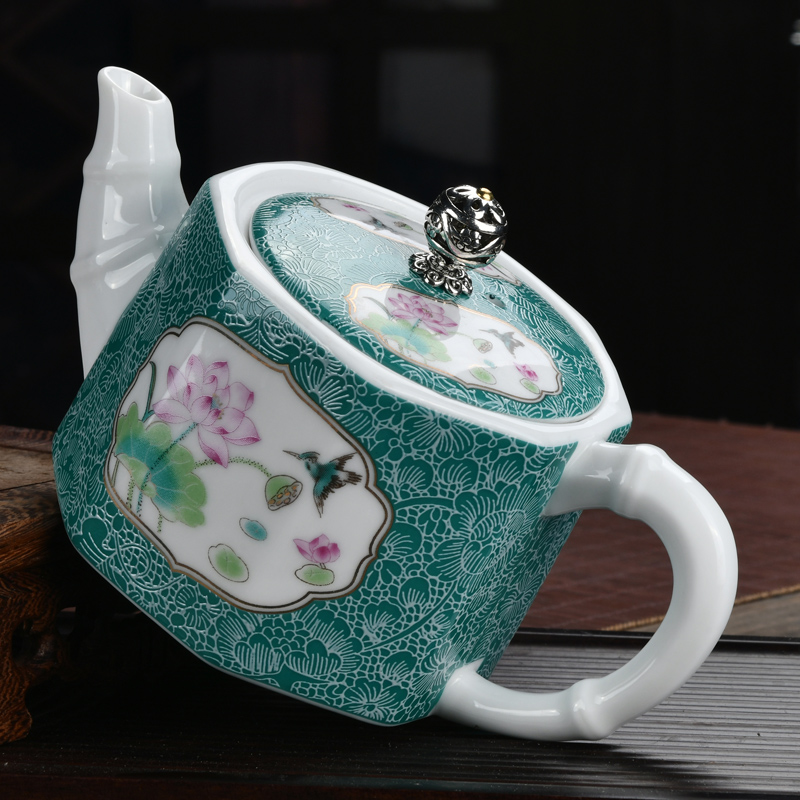 Large ceramic teapot household enamel dry plate set of tea set small household single pot of tea restoring ancient ways, single pot