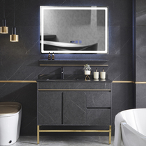 Rock plate sink Light luxury solid wood bathroom cabinet Bathroom sink washbasin cabinet combination Smart mirror bathroom cabinet