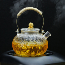 Asamingxuan Hammered Japanese-style copper handle beam kettle Heat-resistant high shed silicon glass cooking teapot Electric pottery stove Glass kettle