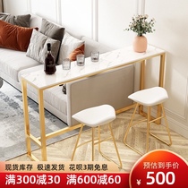 Modern light luxury bar table Household marble balcony bar table Commercial long table partition small bar table and chair