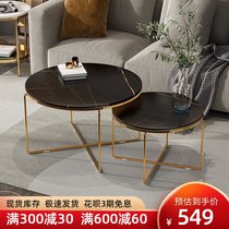 Italian light luxury rock board coffee table Modern simple living room household small apartment round tea table Marble coffee table side table