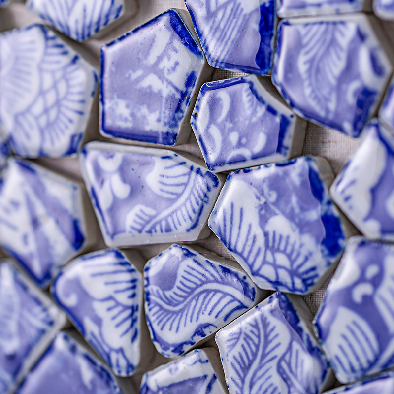 Sitting room background wall adornment ceramics restaurant study of new Chinese style bedroom stereograph blue and white porcelain plate hand - made of hang a picture