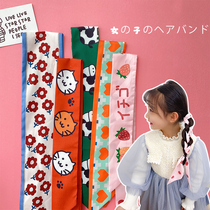 Korean Joker childrens hair band headgear little girl silk scarf tied hair bow braided hair girl ribbon hair accessories female