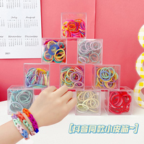 Rainbow small leather band female tie head trembles with DIY woven bracelet little girl high elastic hair cord headdress Hairband