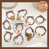 Milk Curry childrens leather band tie hair head rope ins Korean simple cute Hairband girl cartoon hair rope headwear