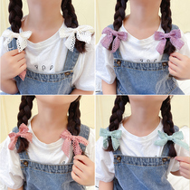 Children hairclip bow headgear 2021 New Girl Net red clip baby hair card little girl hair accessories summer