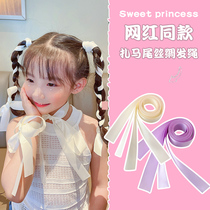 Childrens hair ribbon girl hair band female tie hair sweet girl bow hair jewelry Princess solid color ribbon headgear