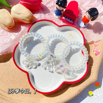 Mermaid Ji color telephone line Hairband girl cute not hurt hair leather case bear hair rope headdress Princess Super fairy hair accessories