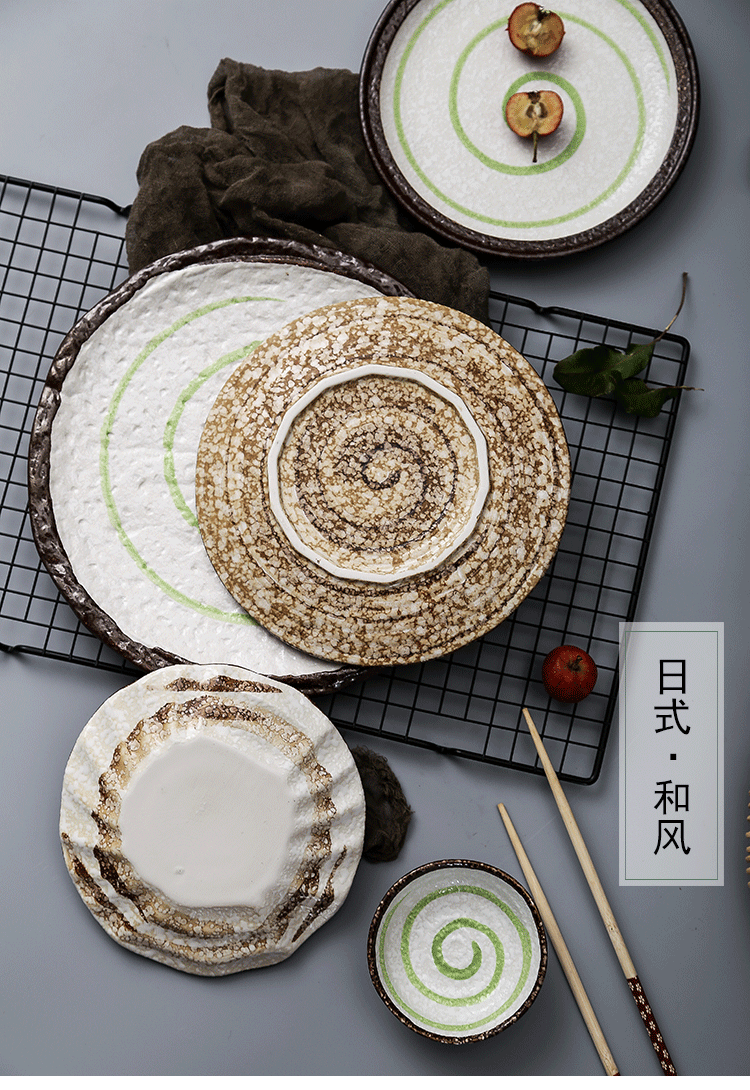 日式盘子陶瓷家用网红ins圆形餐具创意装菜餐盘浅盘清新平盘 和风