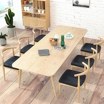 Solid wood dining table and chair combination dining table Small apartment household rectangular table 4 people 6 people log dining table Nordic