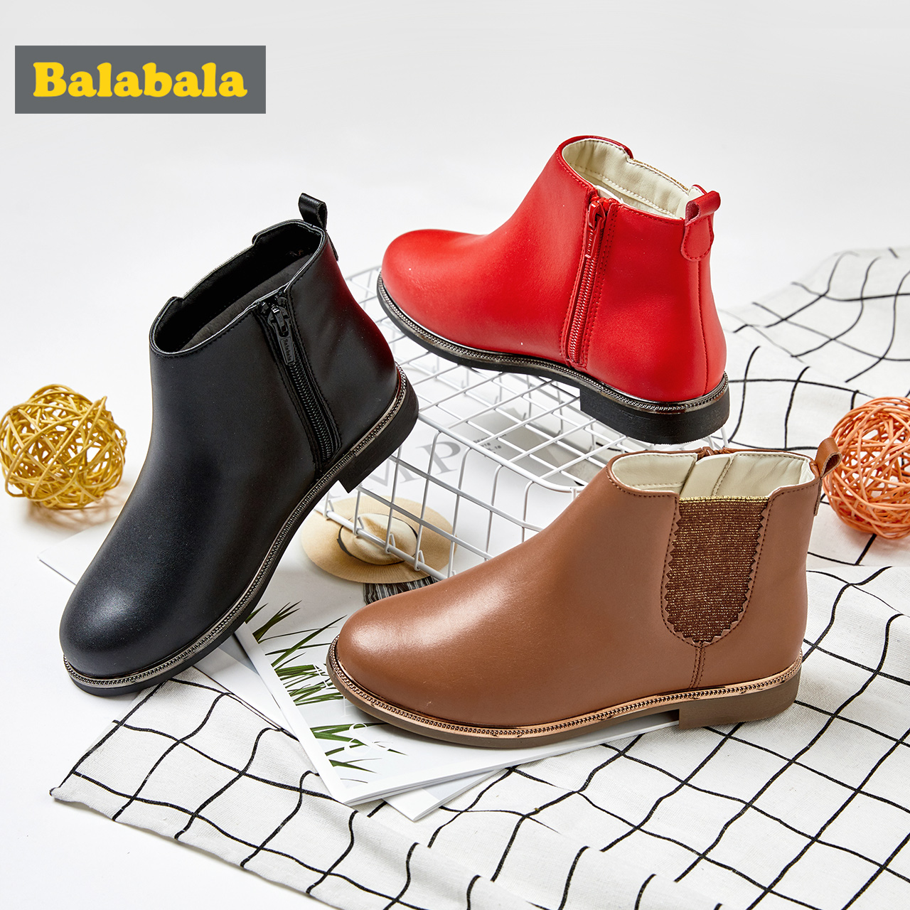 巴拉巴拉 加绒女童短靴 马丁靴 天猫优惠券折后￥49.9包邮（￥99.9-50）33~38码2款4色可选