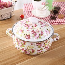 Double ear lard tank Enamel dumpling filling pot lard tank Household old spice container with lid