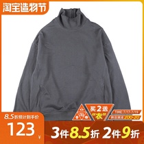 New factor Early autumn zipper stand collar hem split high street sweatshirt mens trend ins hip hop couple loose casual