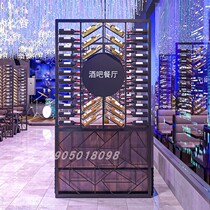 Industrial style iron wine rack restaurant bar screen floor storage rack card partition wine cabinet creative display rack
