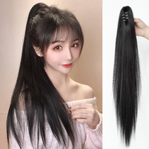 Long straight hair Real hair Ponytail wig female braids hair tail natural high grab clip wig piece black fake hair tie hair