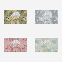 American retro green plant designer style tissue box cotton and linen tissue paper set home decoration tissue storage bag