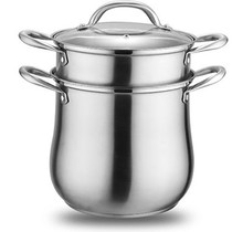 304 stainless steel soup pot Steam pot bottom pot thickened arc drum type double bottom induction cooker household extra high steaming soup pot steaming plate