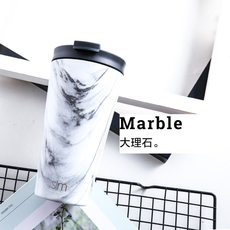 american sim coffee cup handy cup large capacity accompanying cup stainless steel heat preservation cup for men and women with double cover and straw