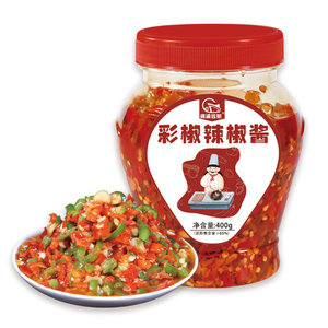 湘渝远航湖南彩椒辣椒酱自制农家超辣开胃下饭菜蒜蓉剁辣椒酱400g