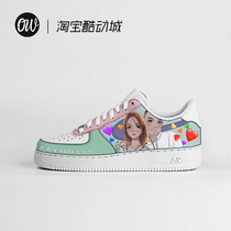 Air forcce1 520 couples head sneakers custom anime hand painted nike board shoes graffiti N-0255