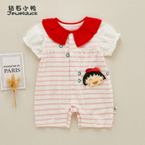Baby summer clothes girl baby onesie thin section short-sleeved romper cute newborn foreign princess clothes to go out in summer