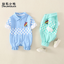 Baby autumn mens suits for two or three months baby clothes thin romper one-piece suit newborn spring and autumn outer wear