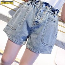 Bala Bala Girl Denim Shorts Summer Dress 2022 New Foreign Air Wear CUHK Children High Waist Summer Girls