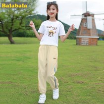 Balabara girls suit summer dress cotton CUHK girl short sleeve set girl 90% pants two sets summer fashion womens school