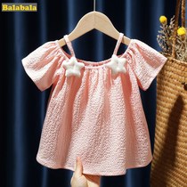 Barabara 2022 New girls dress Shoulder Harness Woman Baby Snowspun Short Sleeve T-shirt Baby Boy Foreign Air