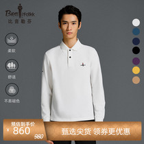 (Combed cotton ) B vocal Leffin Spring and Autumn Business Leisure Long-sleeved T-shirt Men's breathable anti-wrinkle polo shirt