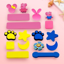 Childrens room handle pink princess cute star Moon cartoon page soft glue anti-collision wardrobe door drawer handle