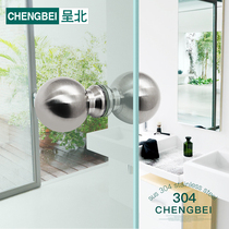 304 stainless steel bathroom door handle simple round solid single hole shower room glass door handle