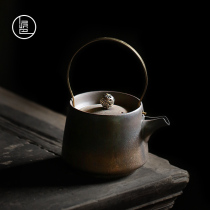 Clay Pai People Home Making Tea Pot Kung Fu Tea Furniture Ceramic Tiliang Pot with Golden Retro Cooking Teapot Hand Day Style