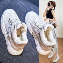 Sports high womens shoes 2021 autumn and winter New Joker plus velvet explosive thick-soled small white trendy shoes board shoes Father Winter