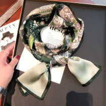 Spring and autumn all-match green jungle silk scarf womens long scarf ribbon tied bag 100% mulberry silk scarf
