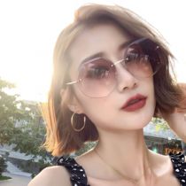 Frameless sun glasses women big face anti ultraviolet Net red sunglasses 2019 new Korean tide ins myopia glasses