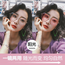 Sensitive color glasses myopia female anti-blue radiation large frame plain glasses frame red flat light eye protection