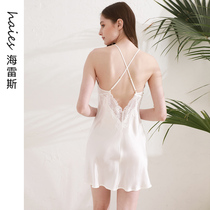 Sexy Lace Pajamas Women Summer Silk Sling Nightdress 100% Mulberry Silk Silk Home Clothes